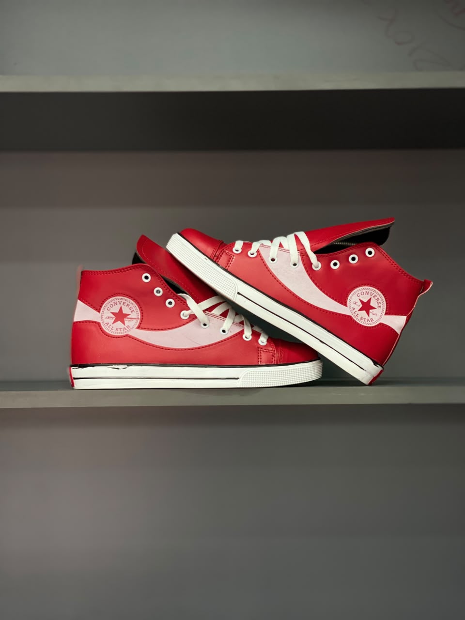 Red & White High-Top Sneakers